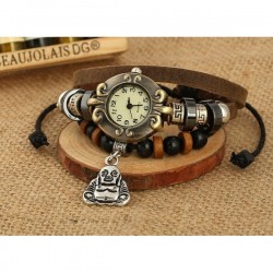 Buddha Uhr Leder Armbanduhr Hingucker Geschenk Armband Geschenk