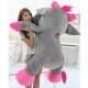 XXL Plüschkuh 140 cm Grau Pink Rückansicht