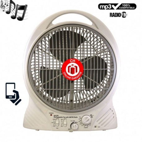 Ventilator aufladbar FM AM Radio Mp3 Player Handy Lautsprecher mit Welt Adapter